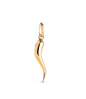 Ciondolo Cornicello portafortuna oro giallo 18kt, amuleto portafortuna unisex, da uomo e donna.