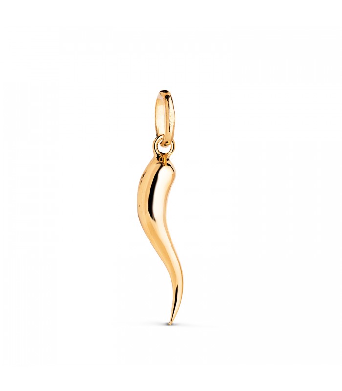 Colgante cuerno de la abundancia en oro amarillo 18k 20mm| Amuletos de la suerte y talismanes