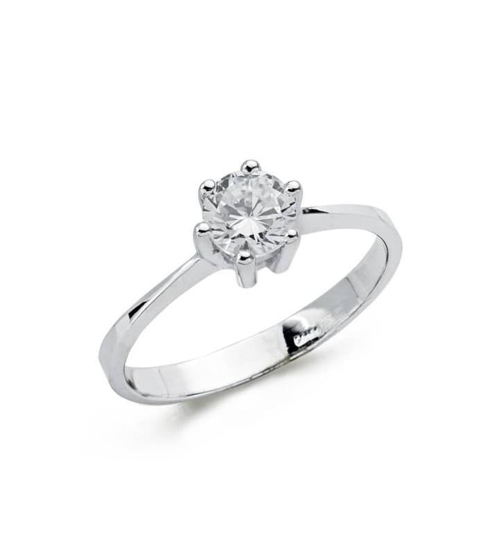 Solitaire Ring mit 6-Krappen Fassung, Zirkonia • Juwelier ALDA, Modell SANNIA