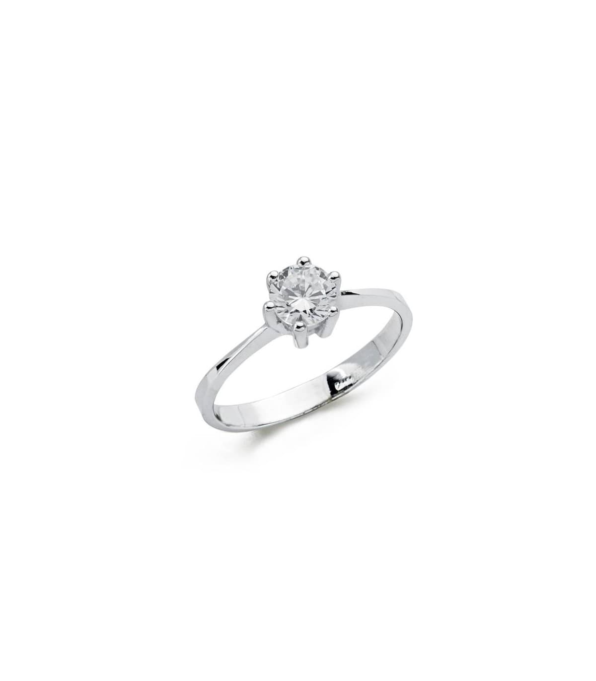 Solitaire Ring mit 6-Krappen Fassung, Zirkonia • Juwelier ALDA, Modell SANNIA
