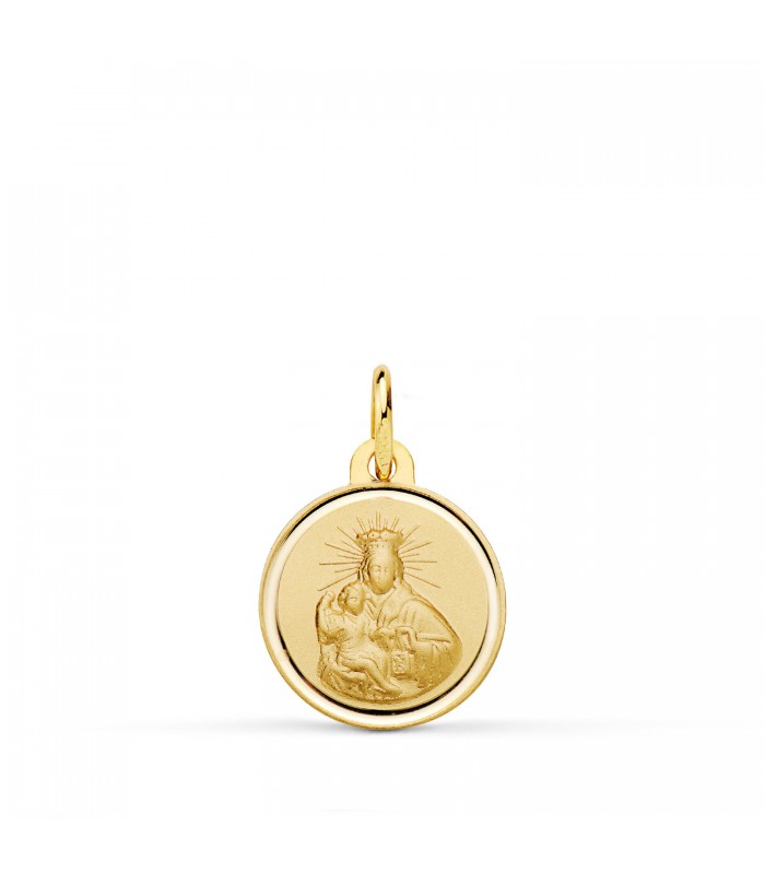 Anhänger zur Taufe der Madonna von Karmel Medaille 18K Gelbold - 14 mm