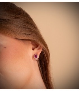 Boucles d'oreilles Sybil Or Blanc 18K Rubis et Diamants