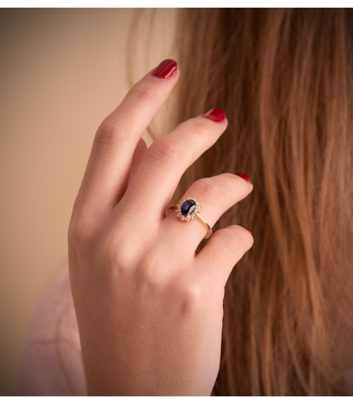 Anillo Sybil Oro 18K Zafiro y Diamantes