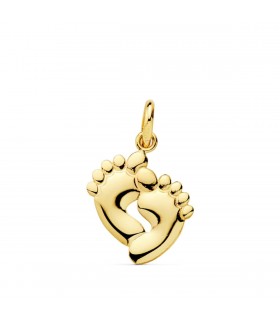 Anhänger mit 2 Baby Füße aus 18K Gold 375er | 9K22471 - Für Damen & Muttertag Geschenk