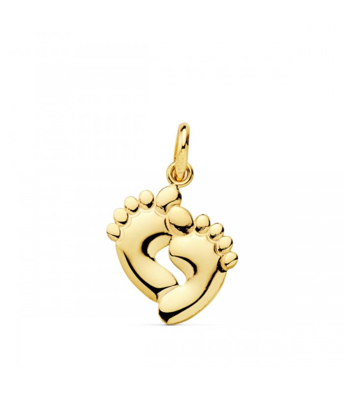 Ciondolo due piedini 13mm Oro giallo 9 kt - Regalo neo mamma e festa della mamma