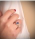 Bague de fiançailles en or blanc pour femme avec saphir. Diamants 0.290 carats. Bijoux en ligne.