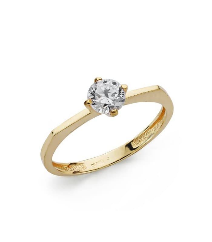 Solitario Sarzona, Anillo de pedida para mujer en oro amarillo 18K