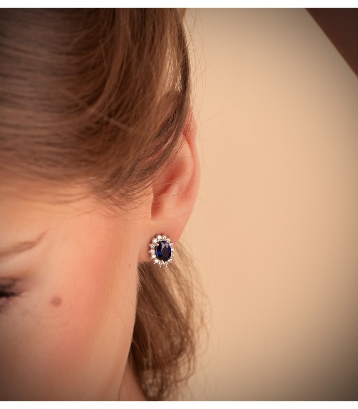 Ohrringe Sybil Saphir  und Diamant 750 Weißgold