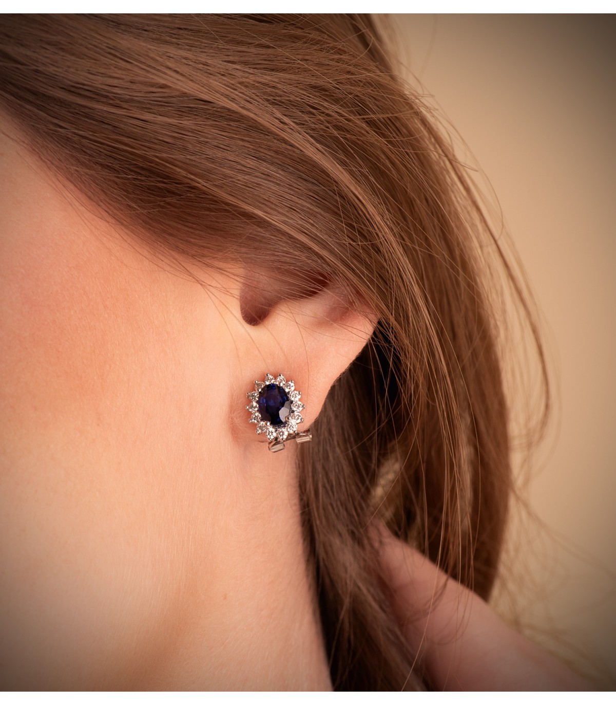 Ohrringe Sybil Saphir  und Diamant 750 Weißgold