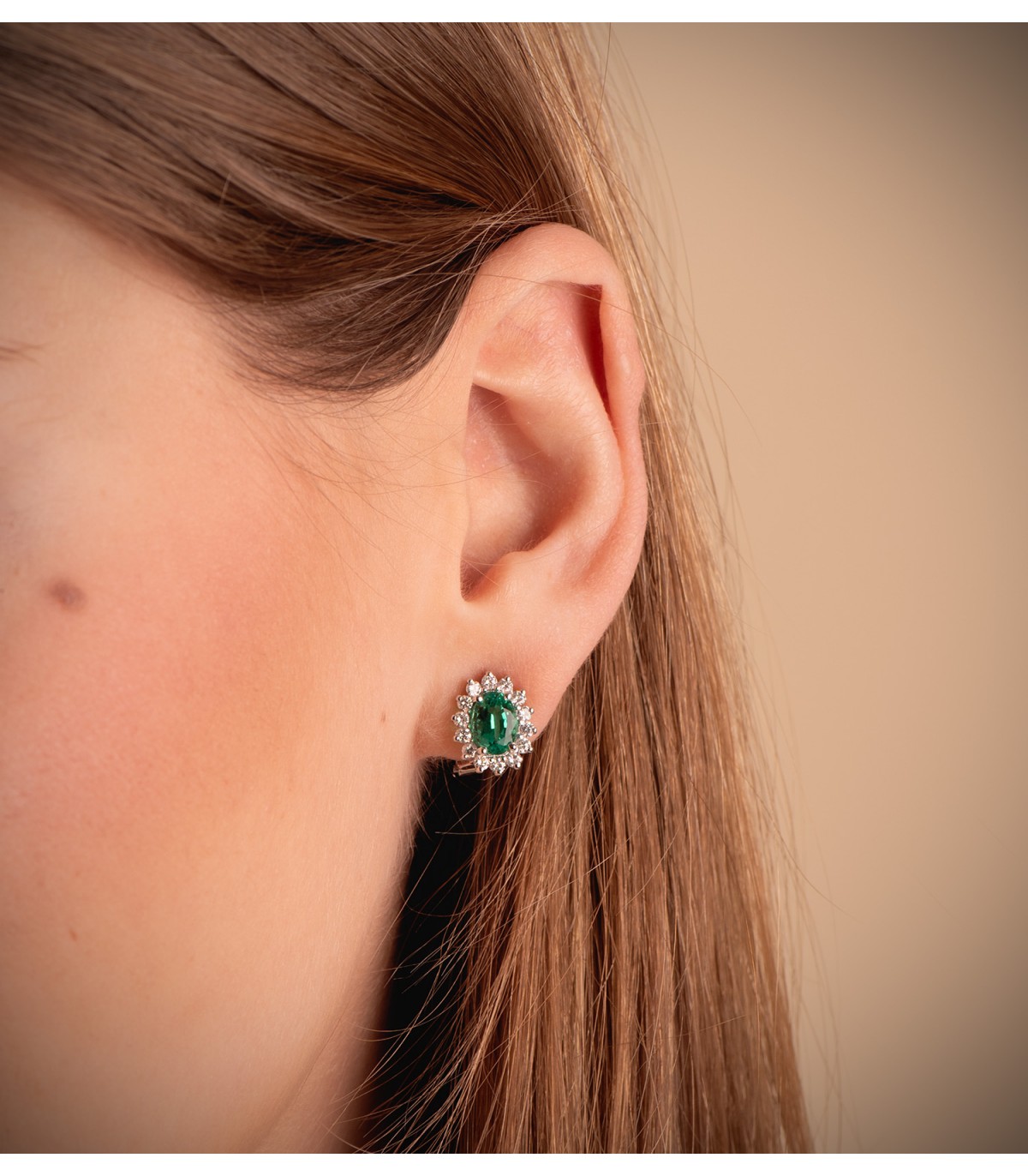 Ohrringe Smaragd Rubin und Diamant 750 Weißgold