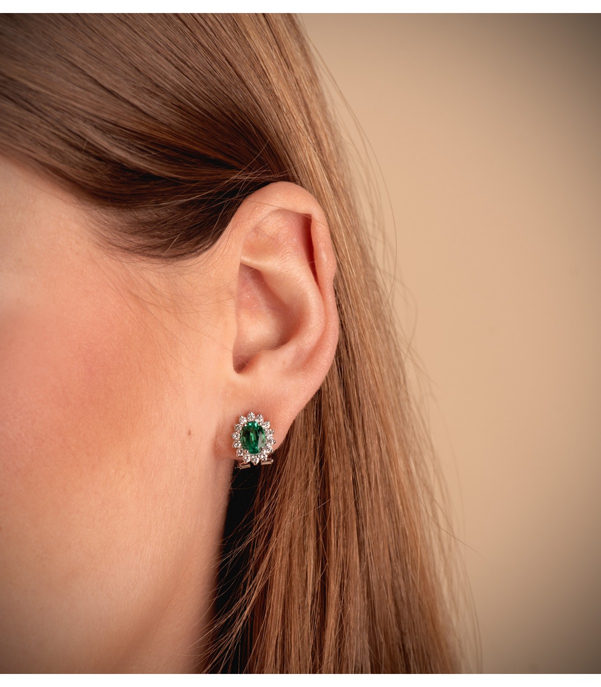Ohrringe Smaragd Rubin und Diamant 750 Weißgold