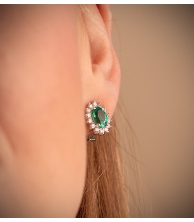 Orecchini Sybil oro bianco 18kt smeraldo e diamanti
