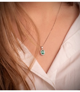 Ciondolo Sybil oro 18kt con smeraldo e diamante