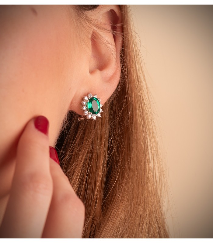 Orecchini Eowyn oro 18kt smeraldi e diamanti