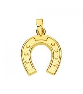 Collar Colgante herradura oro amarillo 18 kilates amuleto de la suerte caballo