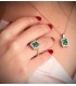 Anillo Carrie Oro 18K Esmeralda y Diamantes. Anillo de pedida con piedra preciosa.