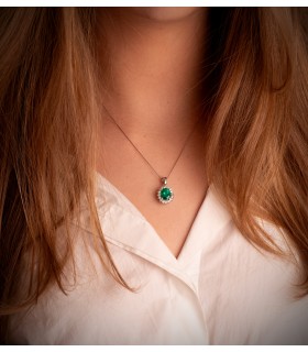Anhänger Galadriel Smaragd & Diamant 750 Weißgold