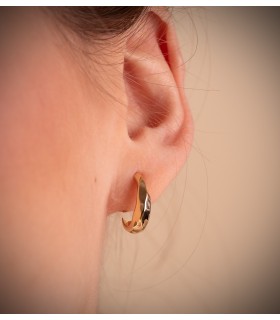 Boucles d'oreilles ouvertes et godronnées, finition polie, 14 x 5 mm - Bijoux Femme Alda