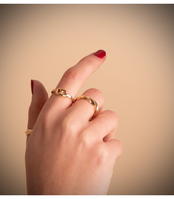 Anello in oro per donna, modello Anello intrecciato Graziella in oro giallo 18 kt