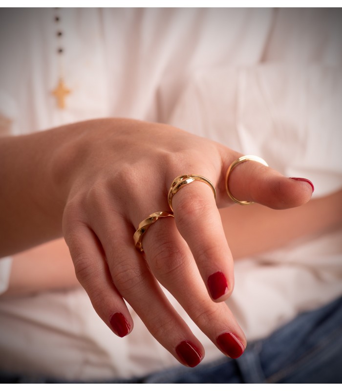 Goldring für Damen, Modell Graziella, geflochtener Ring aus 18 Karat Gelbgold