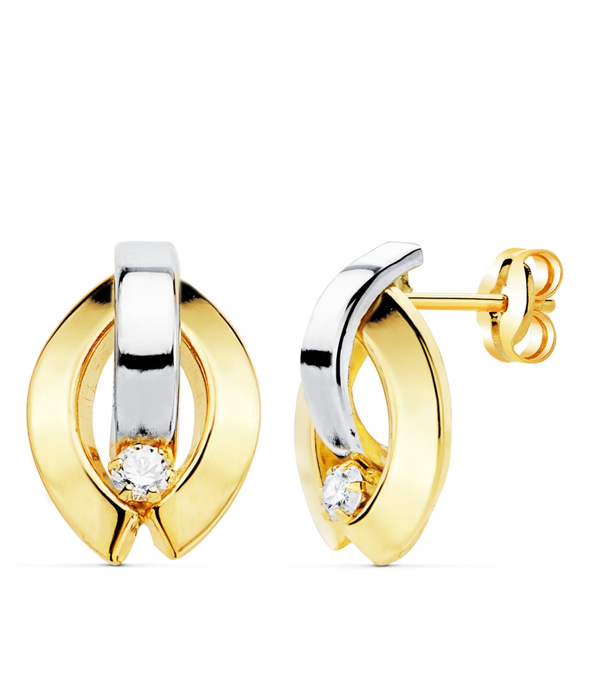 Pendientes Bandas Chicago Oro Bicolor 18K