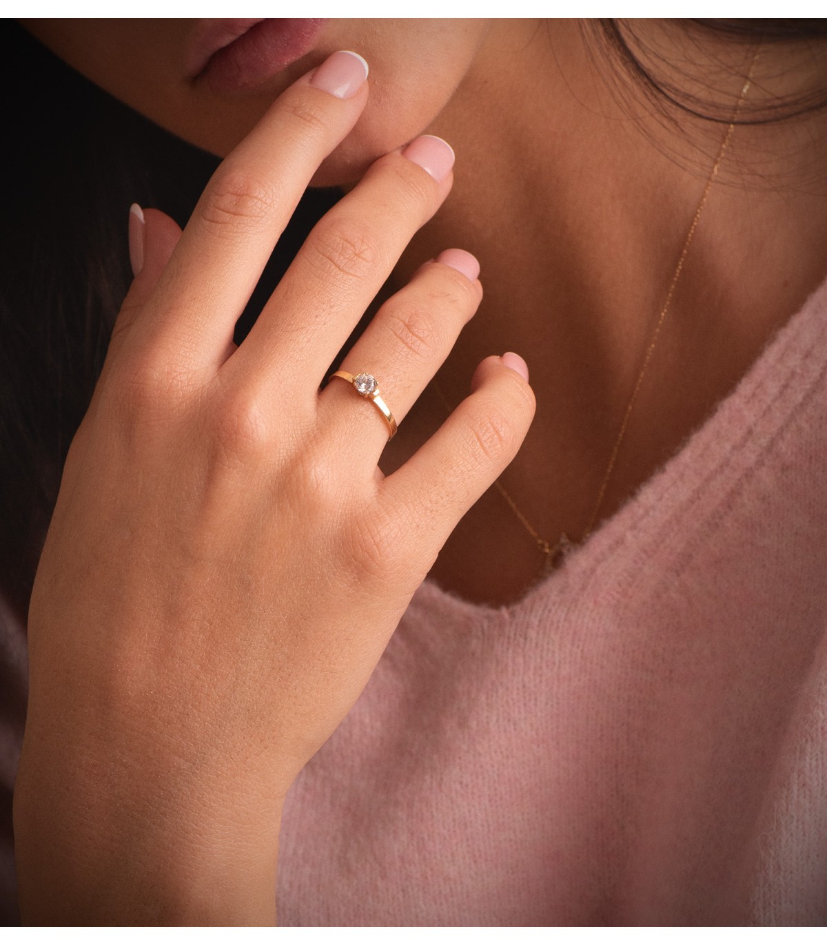 Solitario Mujer Oro amarillo 18k Neptuno, Anillo para pedida Boda
