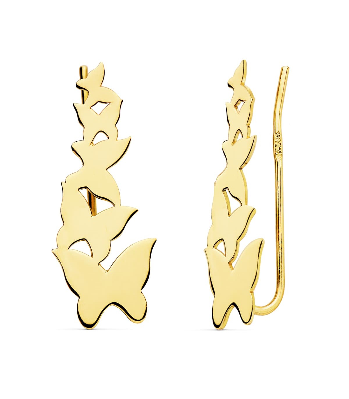 Orecchini lobo lunghi oro 18 kt, modello rampicanti a farfalla | Gioielli donna