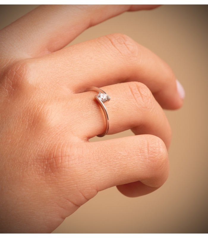 Verlobungsring Weißgold 750 & Zirkonia 19420-OB, Solitär-Ring BLANCA