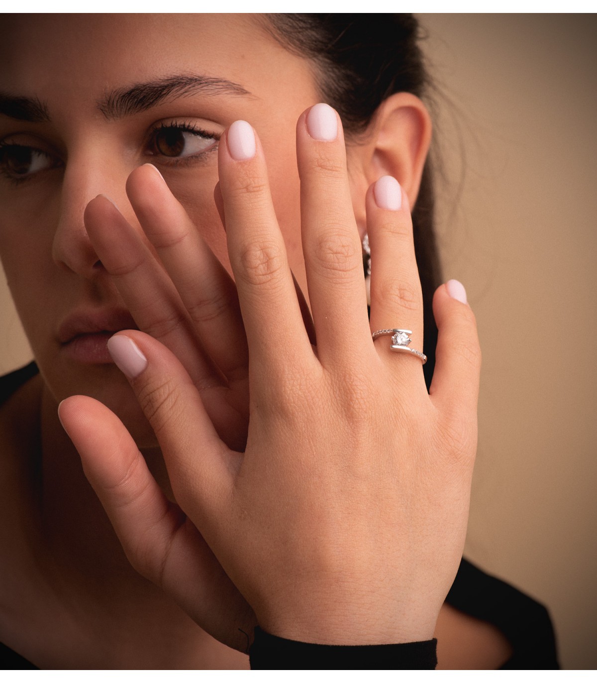 Solitario Boda Mujer Oro blanco Anillo pedida compromiso