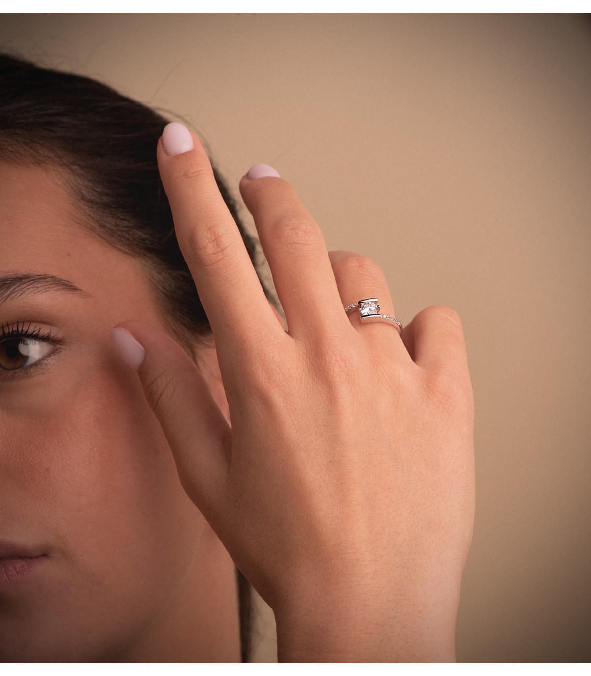 Solitario Boda Mujer Oro blanco Anillo pedida compromiso