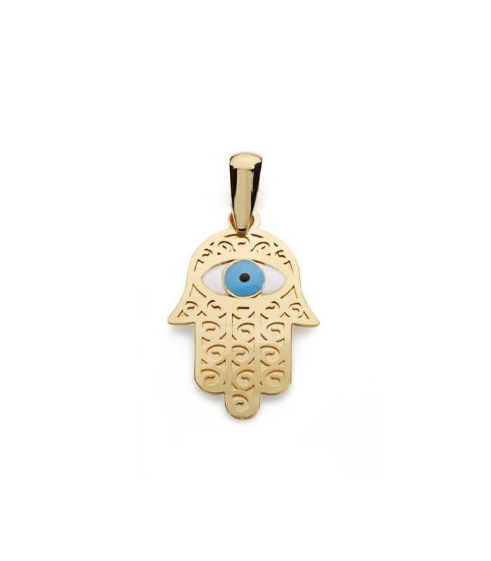 Pendentif Main de Fatma en or 750, porte-bonheur en filigrane, pour femme