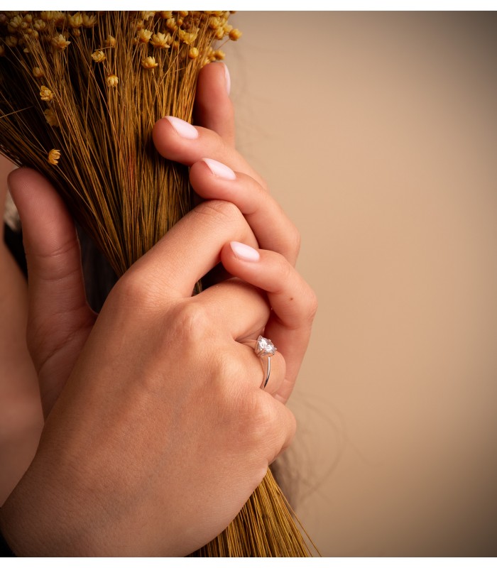 Solitario oro blanco 18 Ktes anillo de pedida boda novia sortija mujer