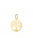 Colgante Árbol de la vida en oro amarillo 750, 14 mm | Amuleto de la suerte, medalla redonda, calada con filigrana