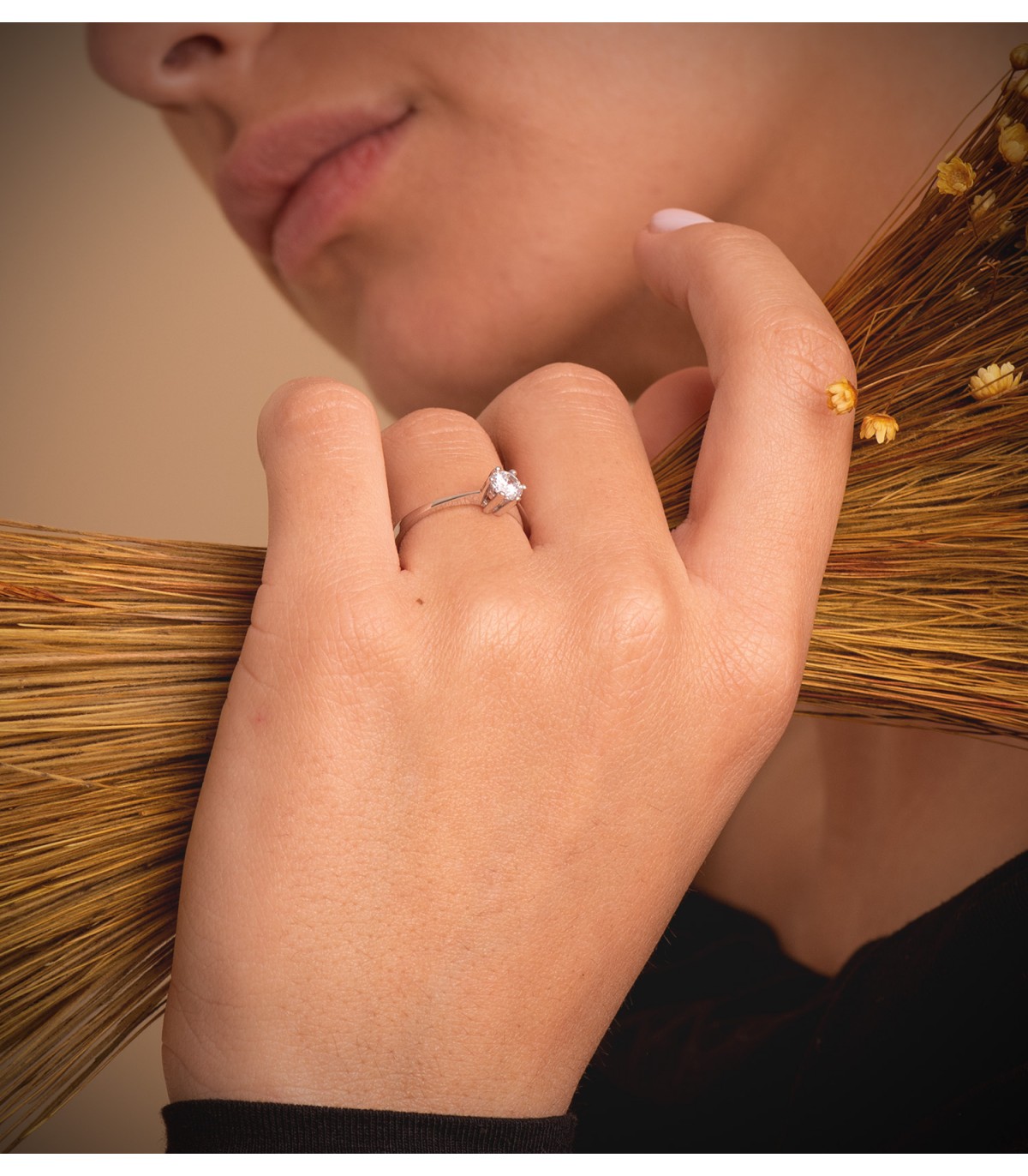 Solitario da donna oro bianco 18kt Kira