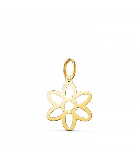 Anhänger aus 18 Karat Gold mit Blumenmotiv, 12 mm, poliert und durchbroch | Anhänger für Frauen und Mädchen.