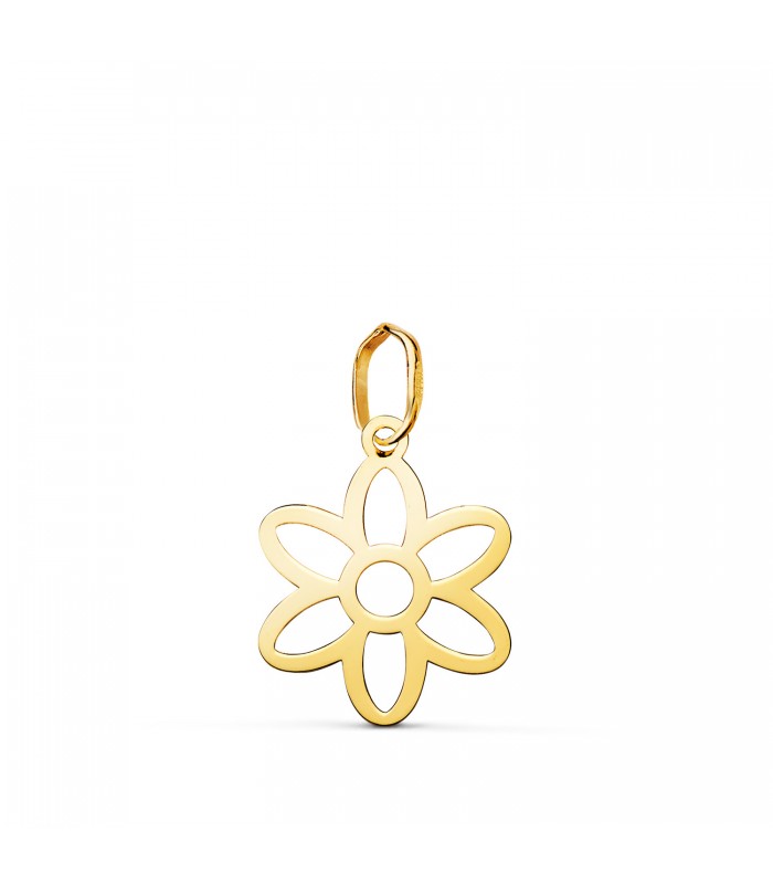 Pendentif en or 18 carats avec motif fleur Margarita, 12 mm, discret et ajouré | Pendentifs pour femmes et filles.