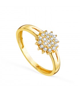 Ring für Mädchen aus 750er Gelbgold 18 Karat mit Zirkonia, Modell Valle - Sonnenmotiv