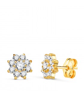 Boucles d'oreilles motif round, pour enfant Sandra, en Or jaune 18K et Oxyde de zirconium