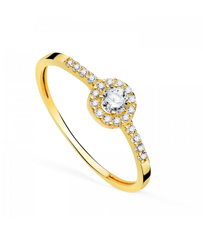 Ring für Mädchen aus 750er Gelbgold 18 Karat mit Zirkonia, Modell Valle - Geschenk zur Erstkommunion