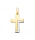 Croix en or bicolore 18 carats, forme recte, 22 mm - Croix de communion pour fille ou garçon, pendentif croix  moderne femme.