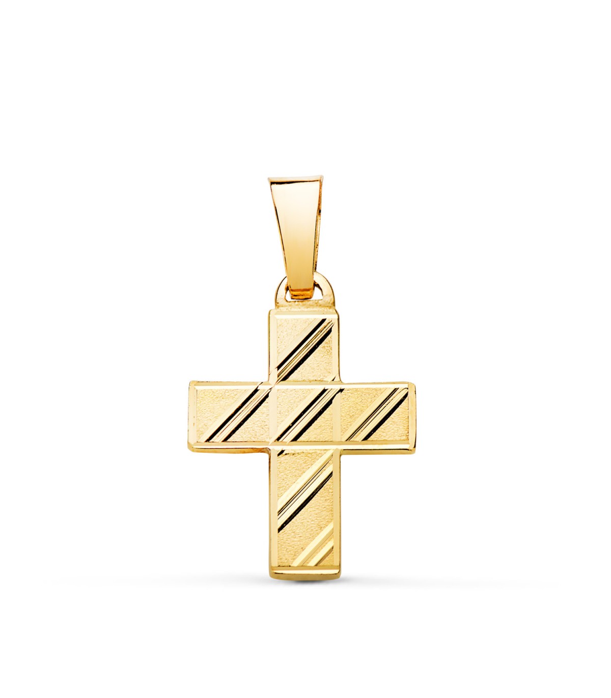 Goldkreuz 18 Karat 20 mm, diamantiert und teilmattiert | Geschenk zur Taufe, Konfirmation und religiösen Anlässen