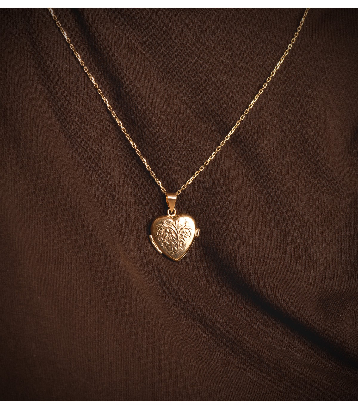 Ciondolo Portafoto Cuore oro 18 Kt 20 MM Floreale