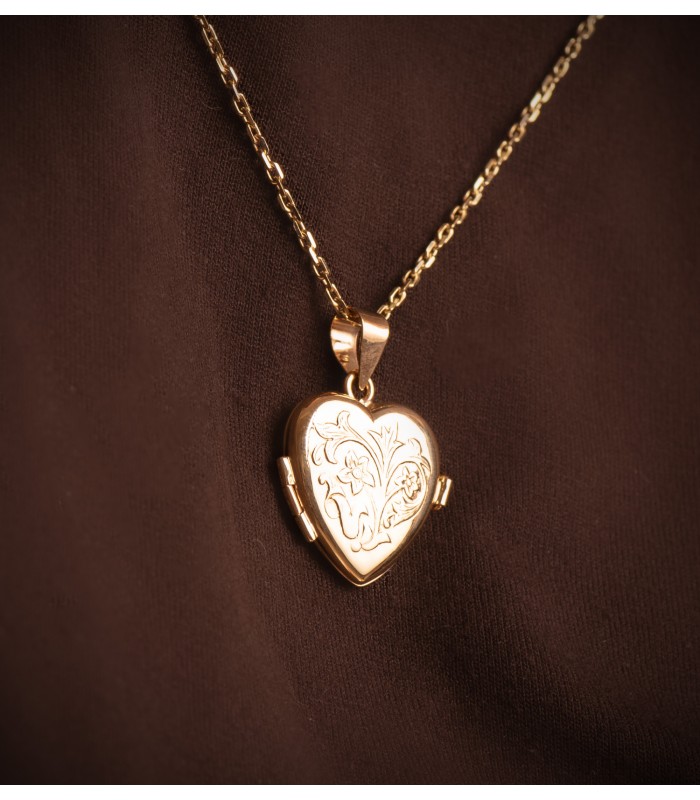 Ciondolo Portafoto Cuore oro 18 Kt 20 MM Floreale