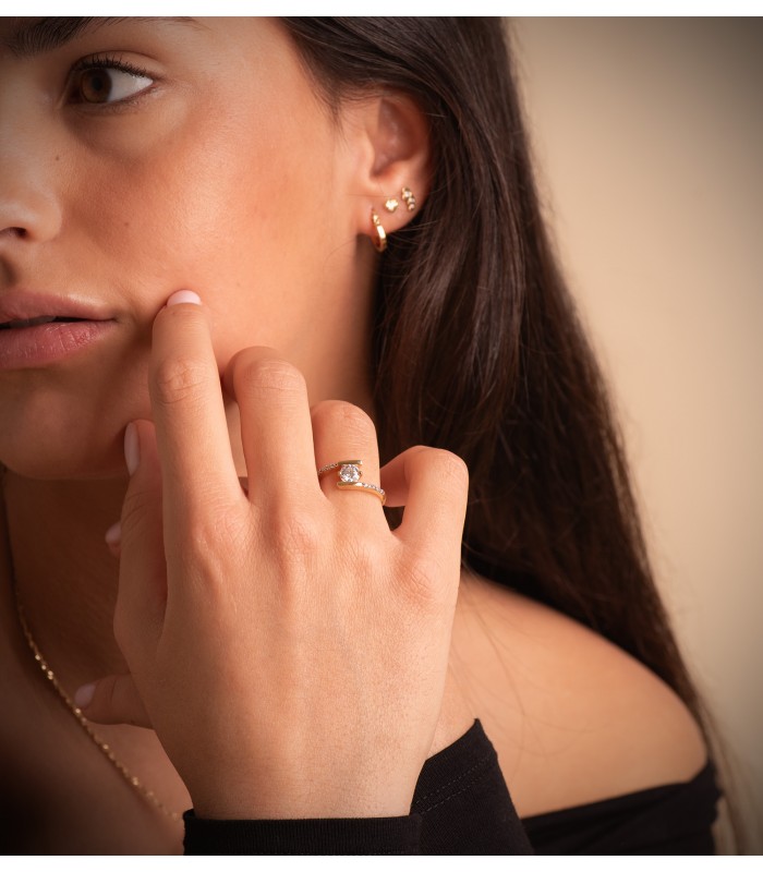 Solitär Ring mit Zirkonia Gold 18K /750er 19462-oa – Zirkonia Pavé, Modell JUNCIA, online kaufen