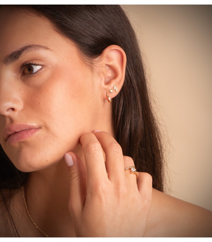 Orecchini a cerchio canna quadrata oro 18kt 11mm, gioielli donna.