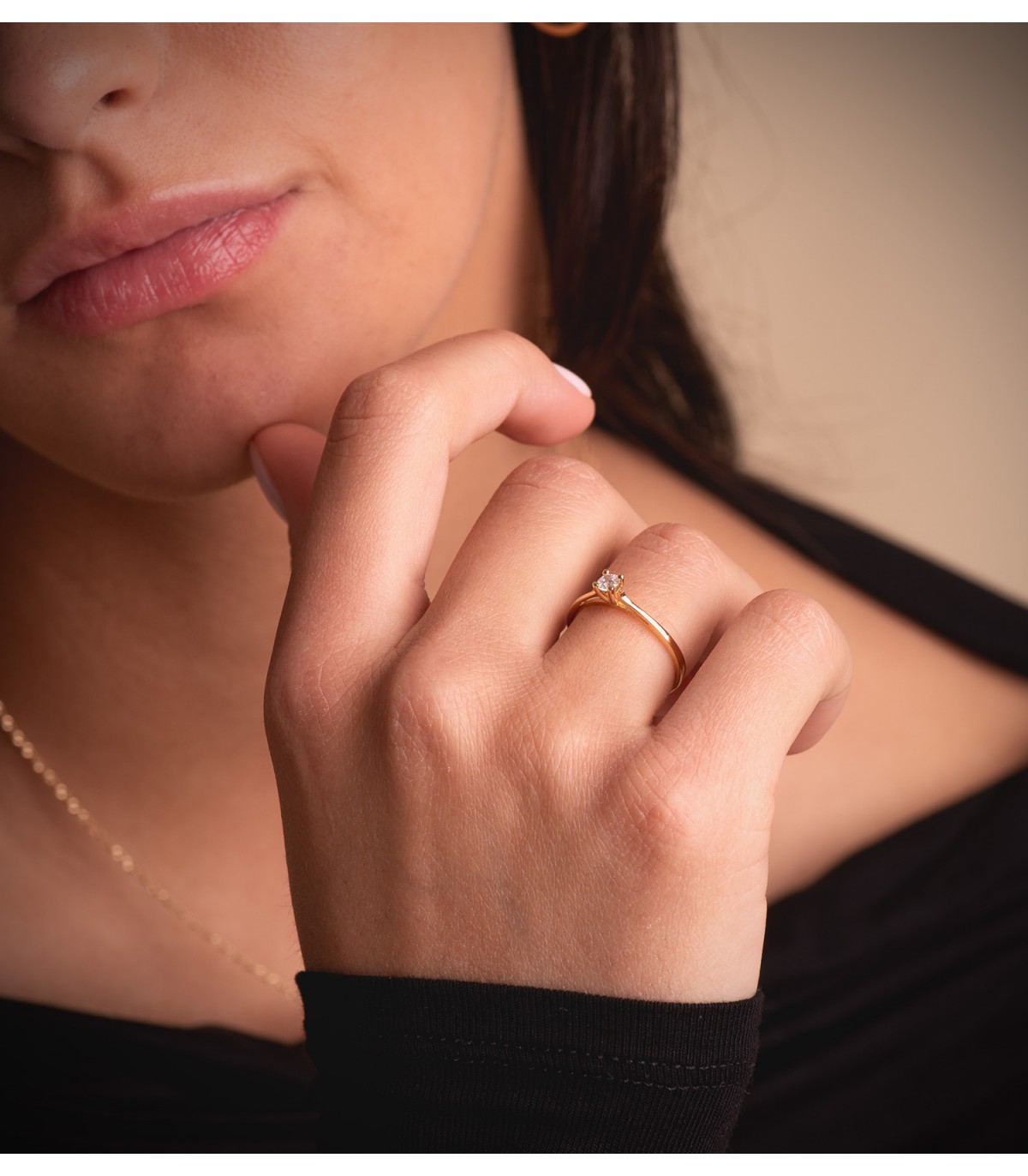 Solitario de Boda Mujer Oro amarillo Davos 18 Kilates anillo de compromiso