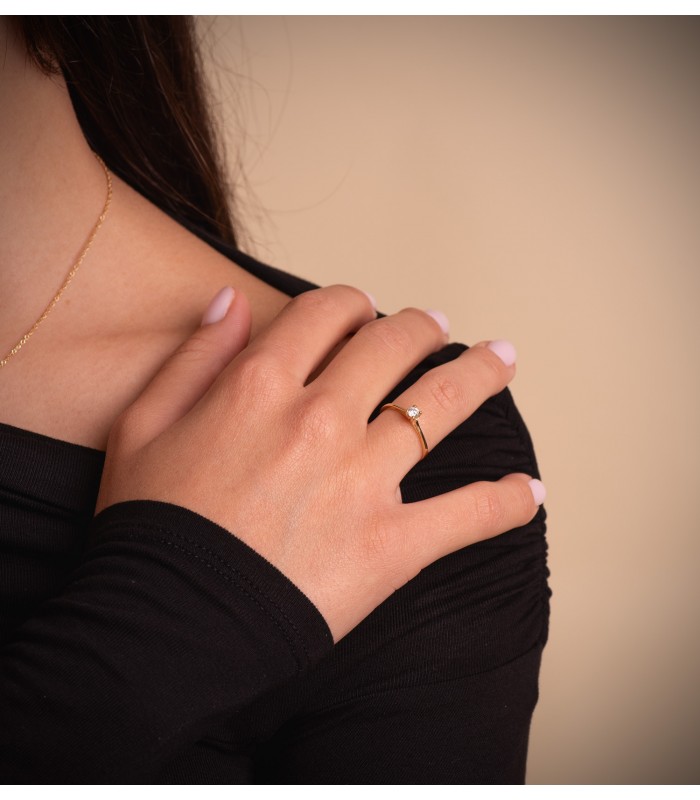 Solitario de Boda Mujer Oro amarillo Davos 18 Kilates anillo de compromiso
