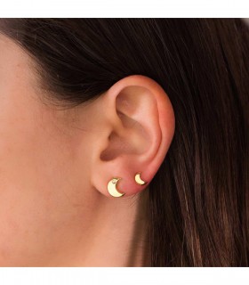 Mond Ohrringe für Ohrpiercings für Frauen oder als Geschenk für Mädchen – 18 Karat Gold