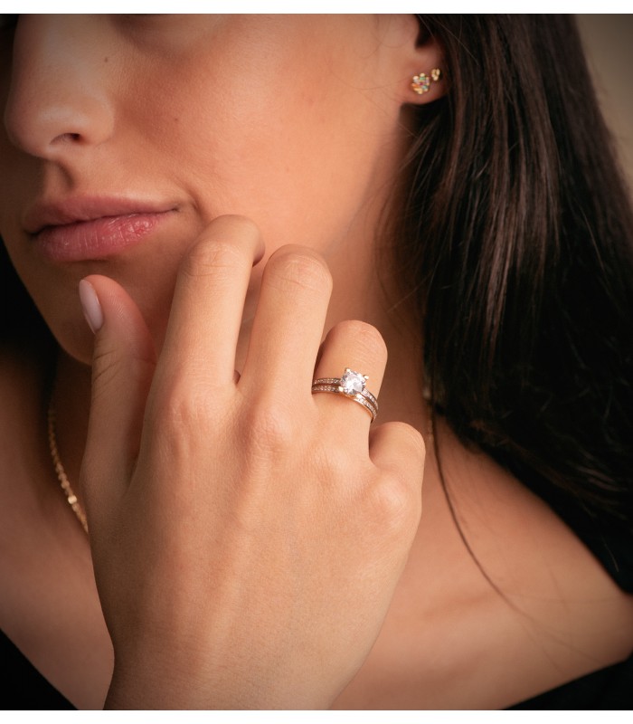Solitär Ring mit Zirkonia Gold 18K /750er 19413-OA| Verlobungsringe & Ringe für einen Heiratsantrag