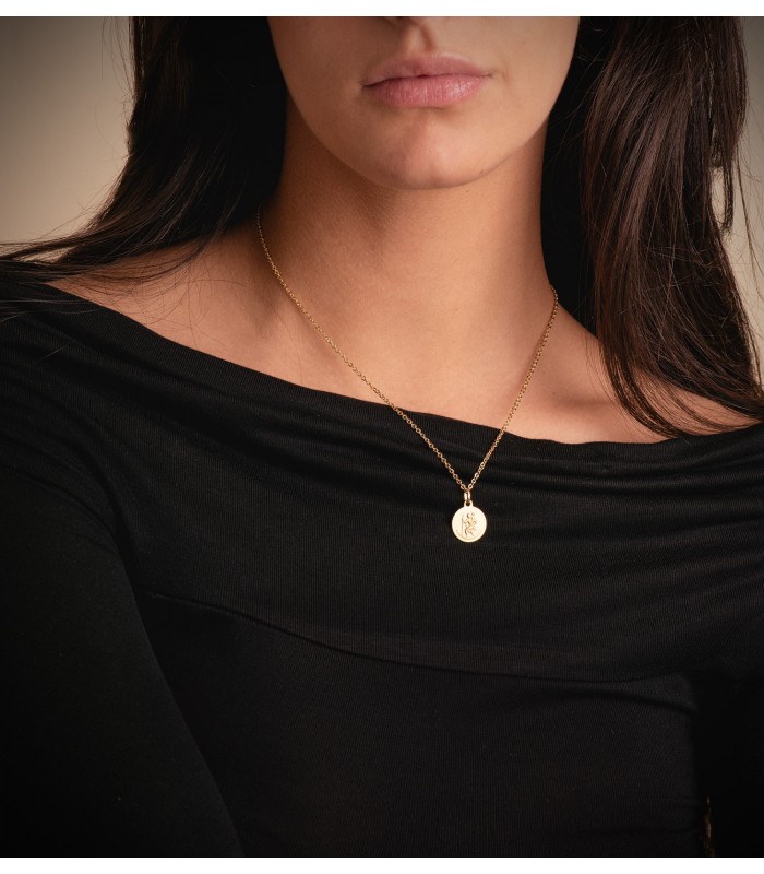Médaille Saint Christophe Or 18K 14 mm Mate